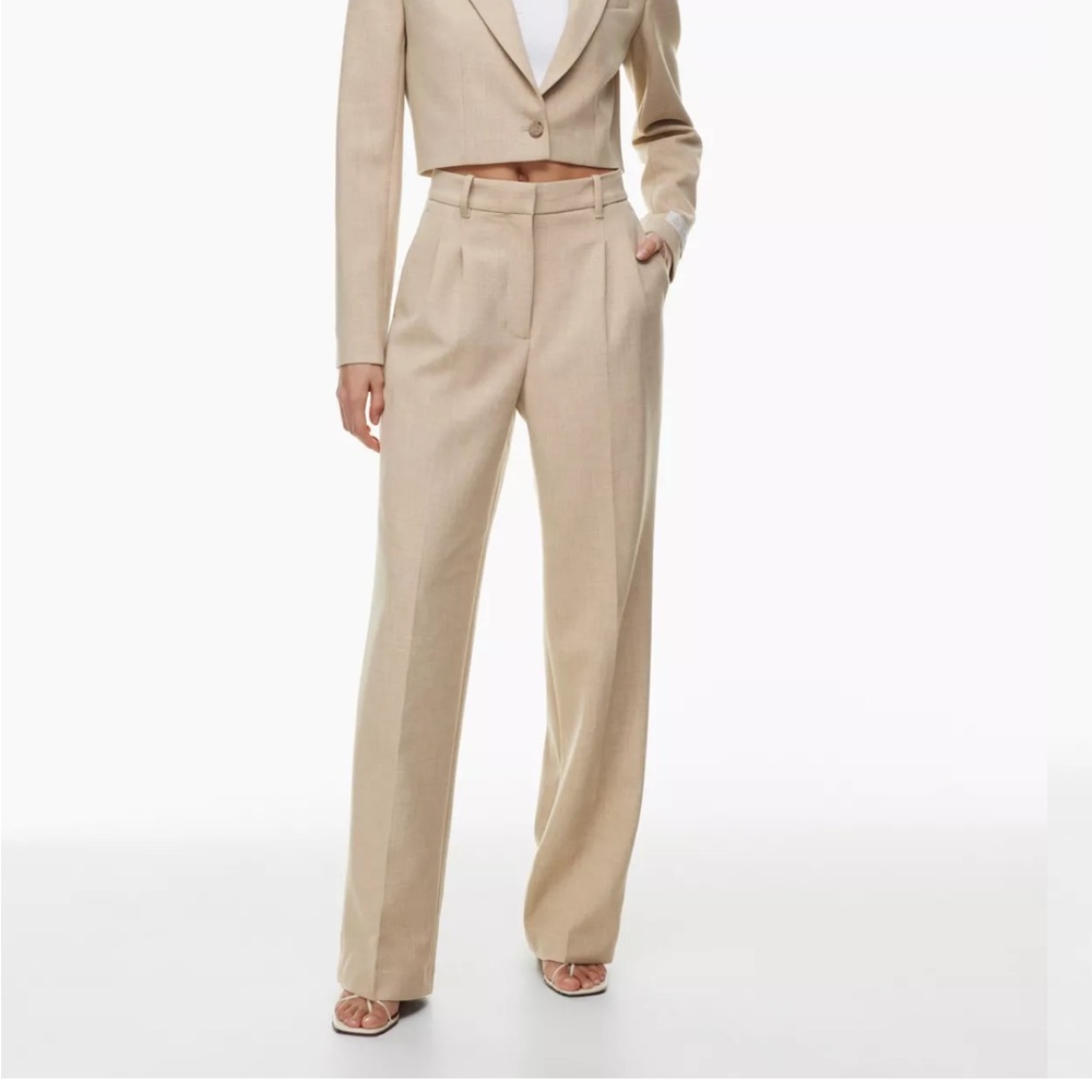 Aritzia Effortless pant in oatmeal Beige Straight-Leg Trousers